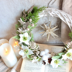 【クリスマスリース】クリスマスローズの聖なる夜の1番星リース 10枚目の画像