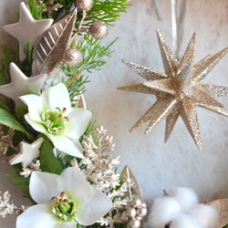 【クリスマスリース】クリスマスローズの聖なる夜の1番星リース 5枚目の画像