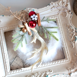 【クリスマスリース】小さなホワイトフェザーリース 10枚目の画像