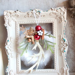 【クリスマスリース】小さなホワイトフェザーリース 11枚目の画像