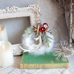 【クリスマスリース】小さなホワイトフェザーリース 8枚目の画像