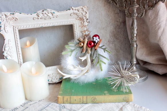 【クリスマスリース】小さなホワイトフェザーリース 8枚目の画像