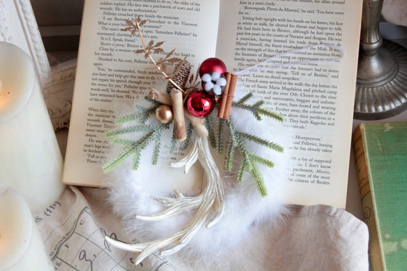 【クリスマスリース】小さなホワイトフェザーリース 7枚目の画像