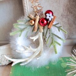 【クリスマスリース】小さなホワイトフェザーリース 9枚目の画像