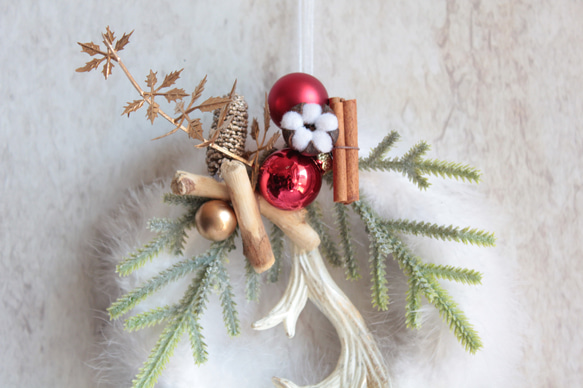 【クリスマスリース】小さなホワイトフェザーリース 15枚目の画像