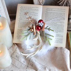 【クリスマスリース】小さなホワイトフェザーリース 2枚目の画像