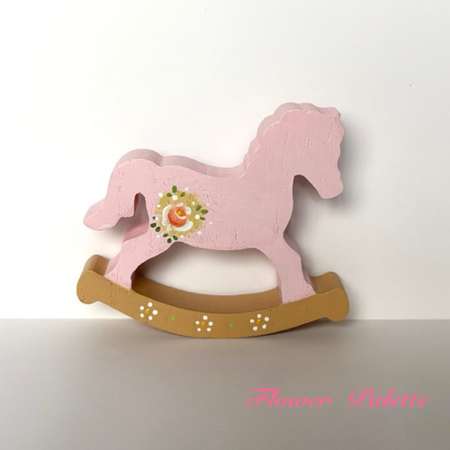 Creema限定 お正月 干支飾り 木製 ロッキングホース ピンク 再販