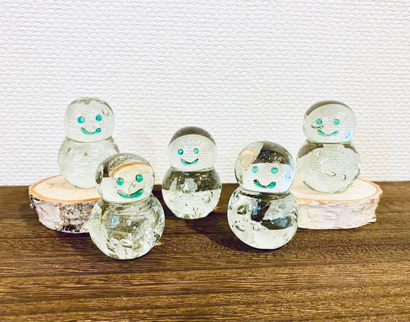 ガラスのミニミニ雪だるま 1枚目の画像