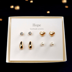 【限定品】【新品未使用】ピアス＆カフリングセット デイリーピアス4点セット [Calm] -新春福袋2026 サージカルステンレス