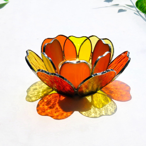 ステンドグラス ＊マリーゴールドのキャンドルホルダー＊ キャンドル