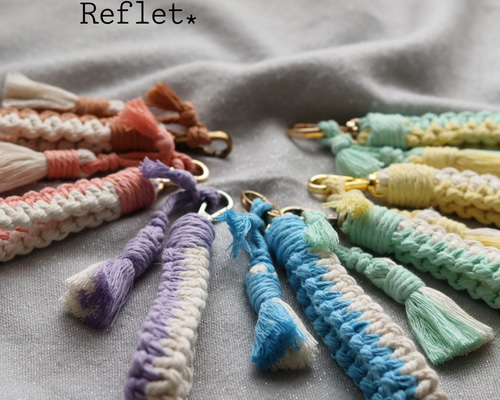 受注制】バイカラースマホハンドストラップ 携帯ストラップ Reflet