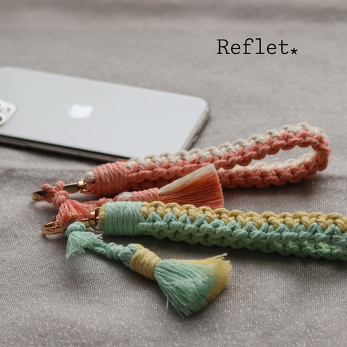 受注制】バイカラースマホハンドストラップ 携帯ストラップ Reflet