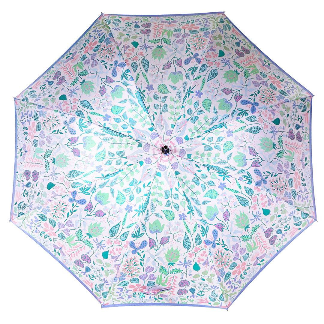 晴雨兼用傘 日傘 長傘 レディース 雨傘 日本製  北欧 おしゃれ  かわいい  ボタニカル ビジネス 植物柄 水色