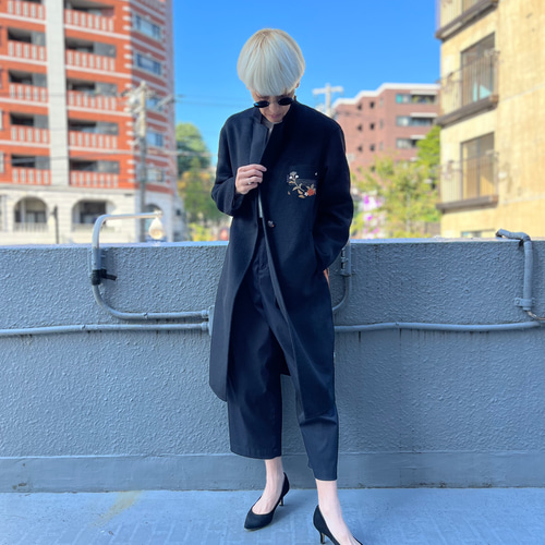 黒留袖パッチワークコート テーラーカラー黒留袖パッチワーク
