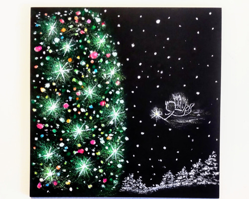 happy xmas3  ハンドメイドパステル画　絵画アート原画 雨の雫 ハンドメイドパステル画 絵画アート原画 - メルカリ