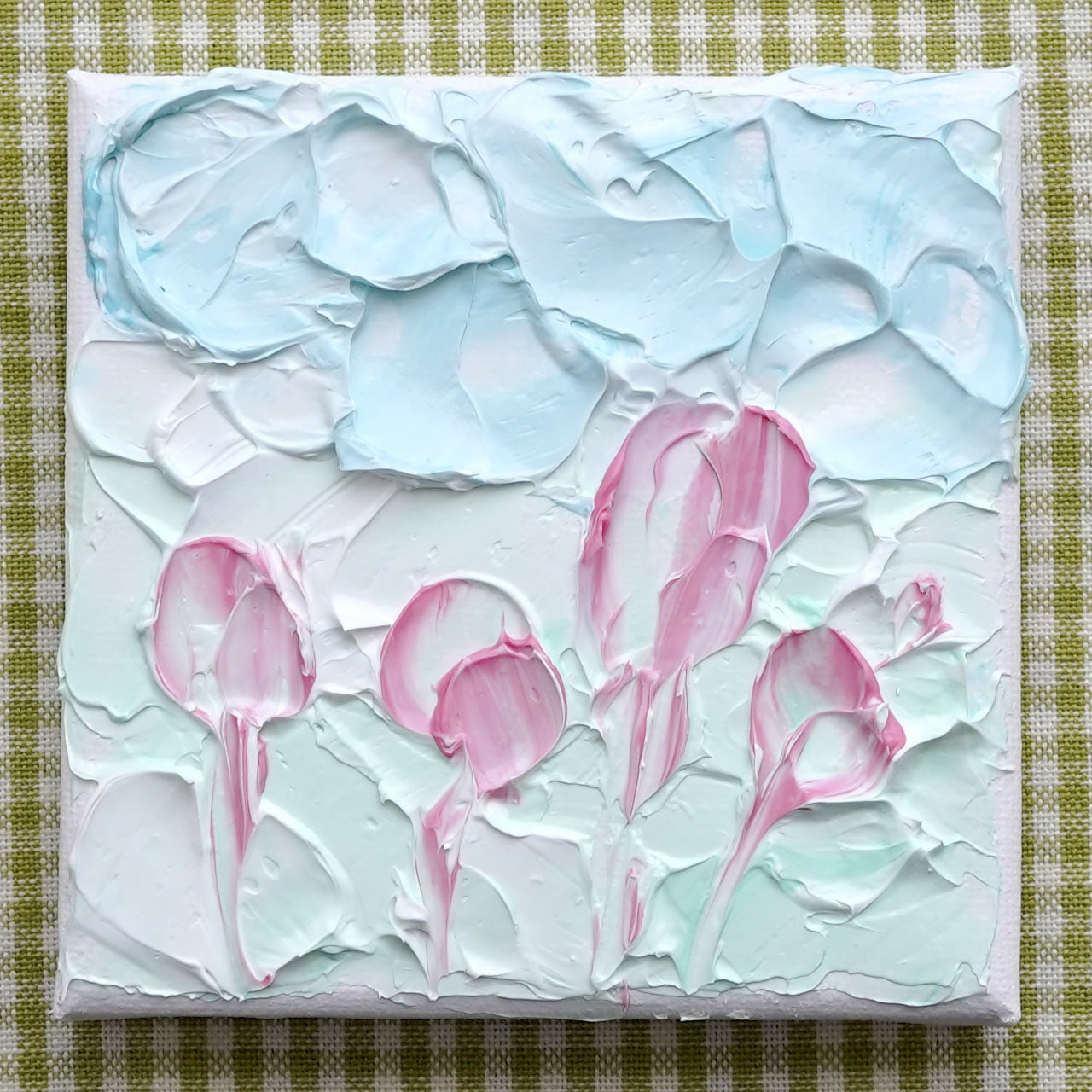 アクリル画テクスチャーアート Roses Cream 絵画原画