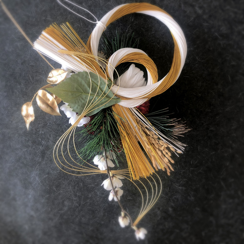 263.お正月飾り　ダリア　しめ縄　しめ縄飾り しめ縄リース ダリア（お正月飾り）