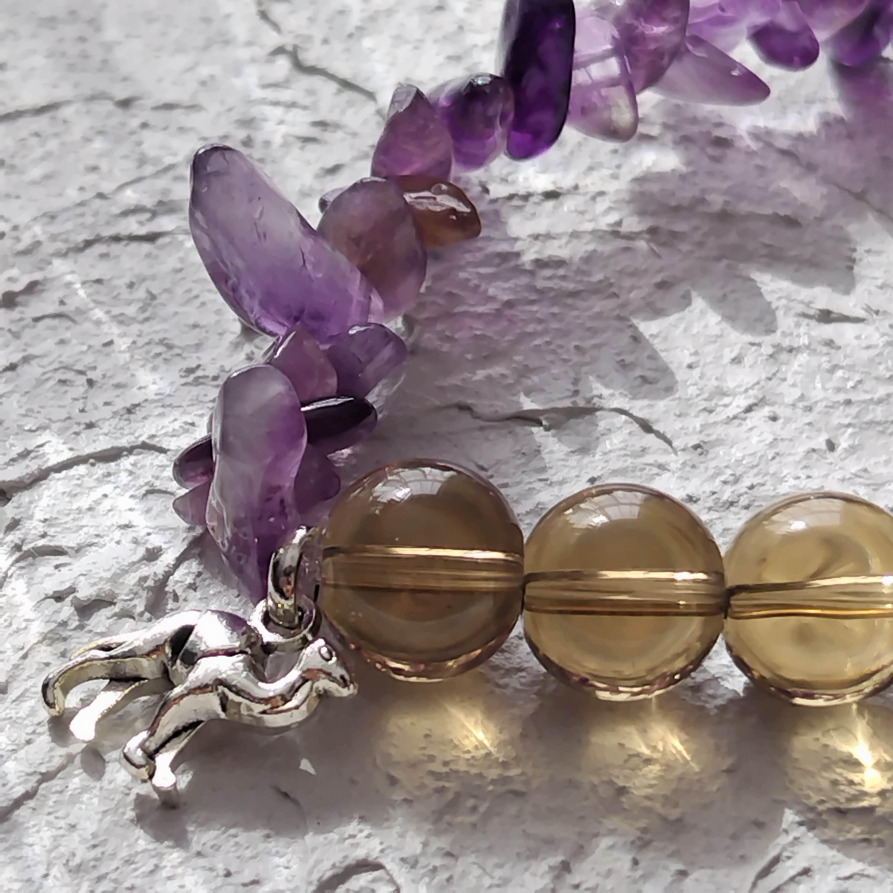 アメジスト×スモーキークォーツ【桃源石ブレスレット】