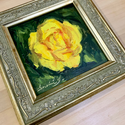 黄色の油彩画 木村咲「黄色い小花」F6 油彩画｜油絵・写真・賞状など額縁の
