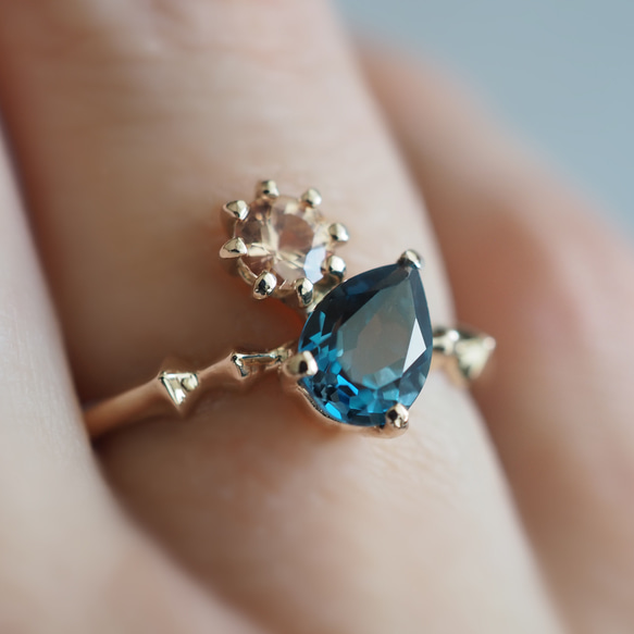 Natural stone k10リング（London Blue Topaz＆Champagne Garnet） 9枚目の画像