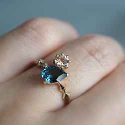 Natural stone k10リング（London Blue Topaz＆Champagne Garnet） 8枚目の画像