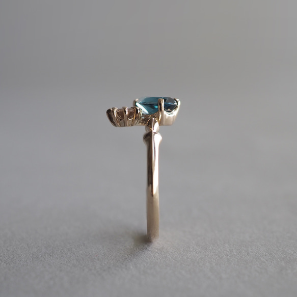 Natural stone k10リング（London Blue Topaz＆Champagne Garnet） 4枚目の画像