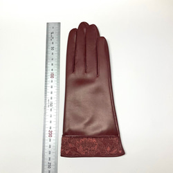 革手袋[254] 21cm レースのワイン 4枚目の画像