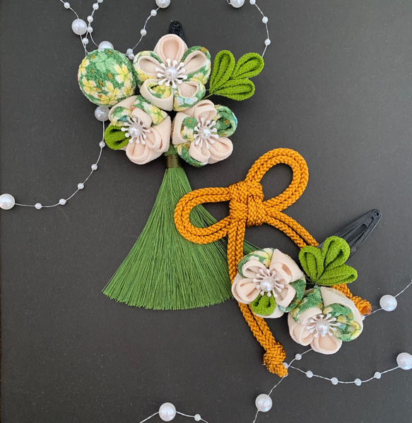 つまみ細工髪飾り成人式七五三卒業式入学式お祝いタッセル