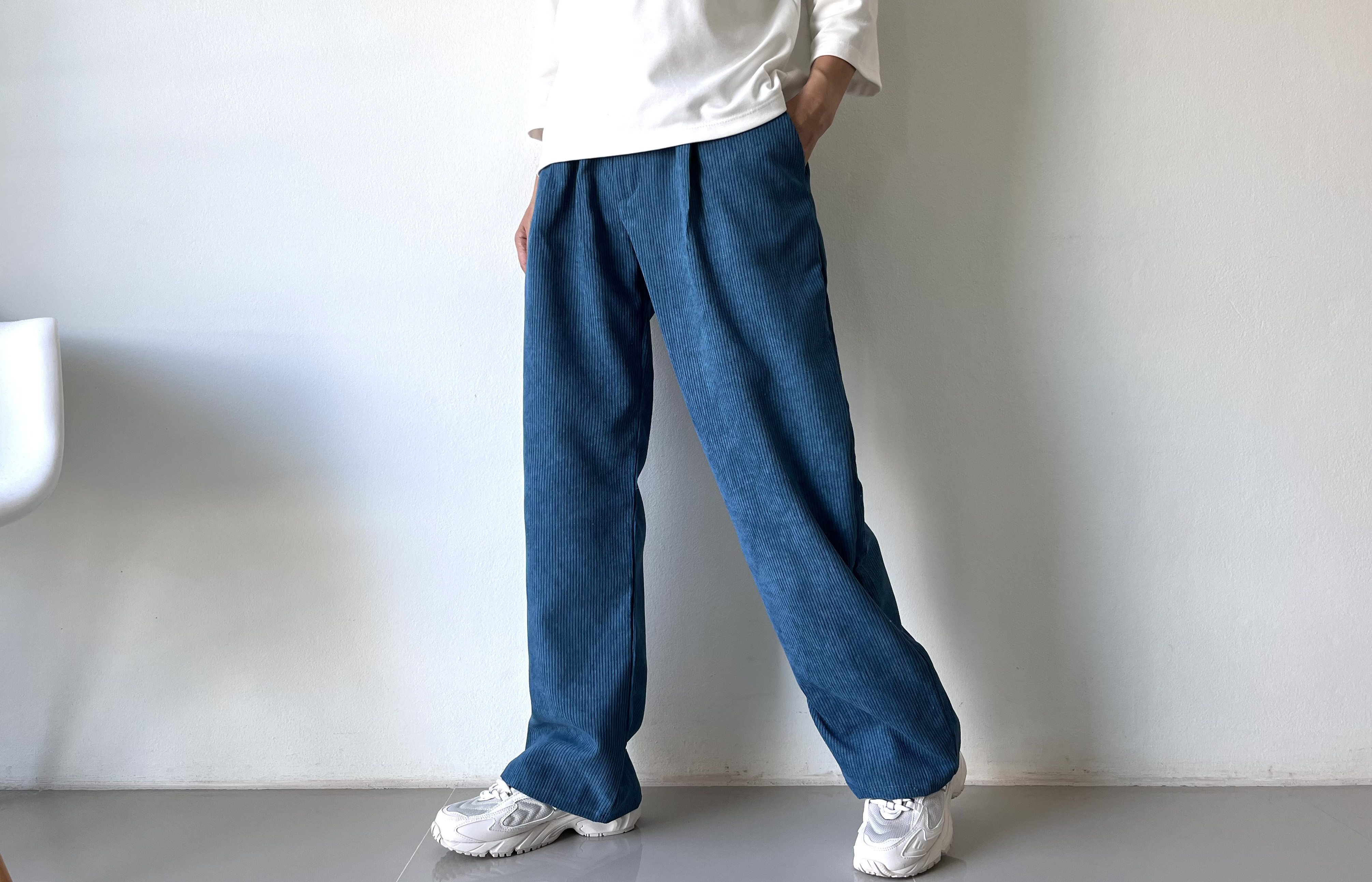 イージーワンタック バギーパンツ コーデュロイ　ゴム入り ワイドパンツ　WP590