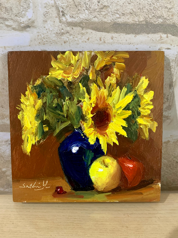 油彩画　Sunflowers Delight 6枚目の画像