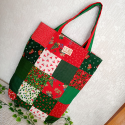 クリスマスカラー☆トートバッグ☆パッチワーク☆ハンドメイド トート