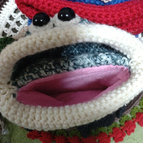 受注制作 パクパクモンスター スマホショルダー ポシェット 小物入れ