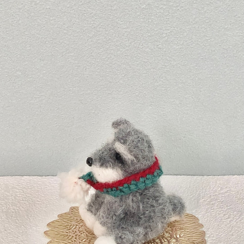 羊毛フェルトのちょこっとおすわりシュナウザー 犬ぬいぐるみ 羊毛フェルトのちょこっとおすわりシュナウザー 犬ぬいぐるみ
