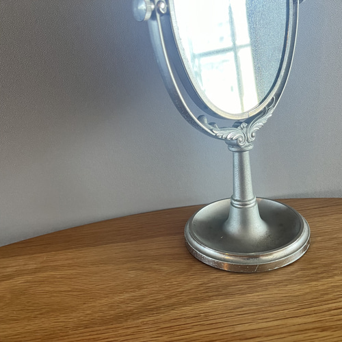 古い国産の置き鏡 アンティーク鏡 資生堂 shiseido 花椿会 置き鏡 昭和