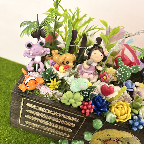 多肉植物寄せ植え〜樹脂粘土レジン(粘土細工)ガーデンピック