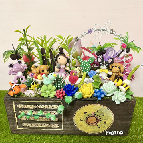 多肉植物寄せ植え〜樹脂粘土レジン(粘土細工)ガーデンピック