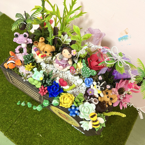 多肉植物寄せ植え〜樹脂粘土レジン(粘土細工)ガーデンピック