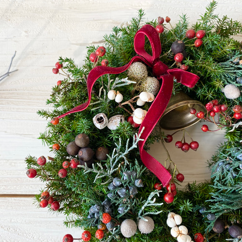 22センチ⟡.·プリザーブドフラワーベリーベリークリスマスリース