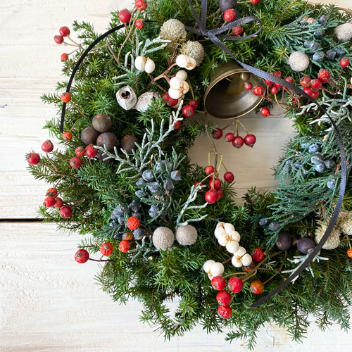 22センチ⟡.·プリザーブドフラワーベリーベリークリスマスリース