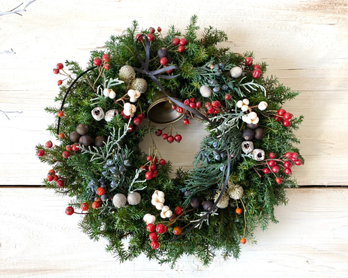 プリザーブドフラワーリース♡ベリーベリーなリース 22センチ⟡.·プリザーブドフラワーベリーベリークリスマスリース