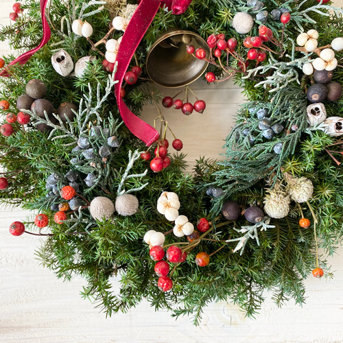 22センチ⟡.·プリザーブドフラワーベリーベリークリスマスリース