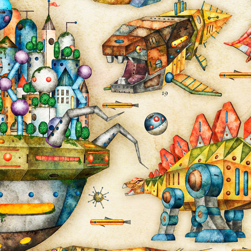 ビッグサイズ！【キカイ王国の世界 アートポスター】A2サイズ イラスト