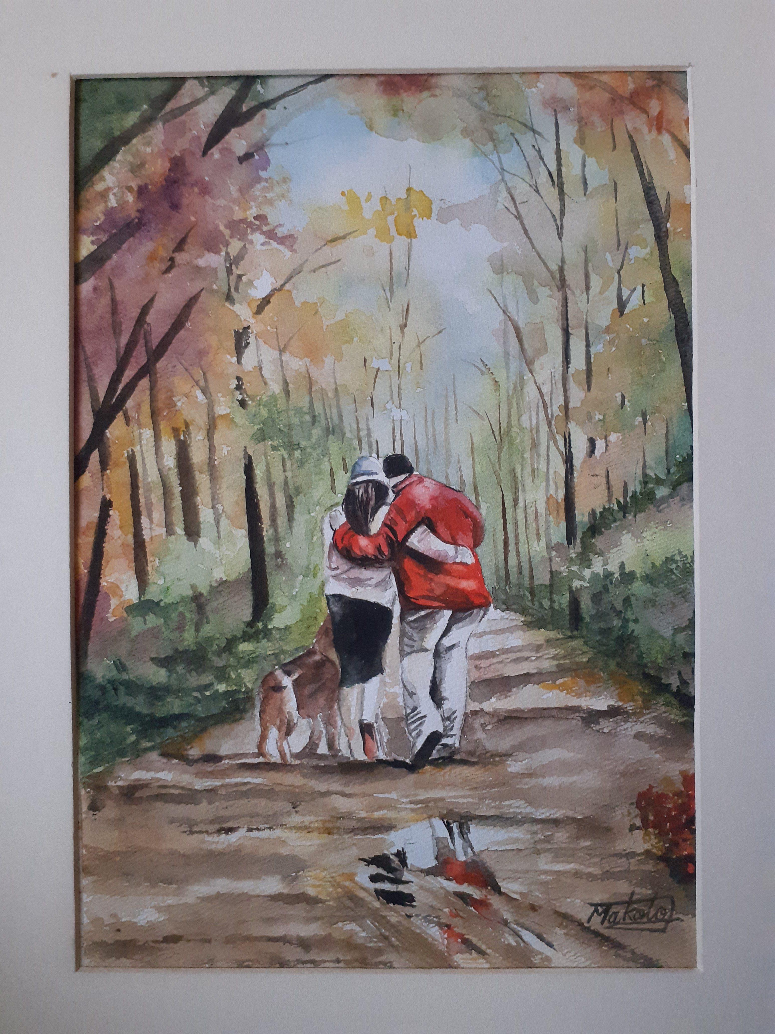 水彩画 雨上がりの散歩 絵画 makochin 通販 16783946｜Creema
