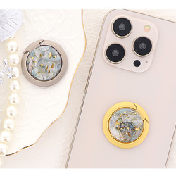 携帯雑貨 スマホリング リングストラップ スマホ ハードケース シルバー ゴールド マーブル 薄型 ring-10 3枚目の画像