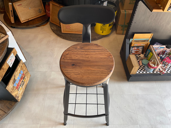 在庫あり　即納　Ok  Hotaru 椅子　キッチン　チェアー　リビング　ダーク　アイアン　家具　天然木　無垢材 5枚目の画像