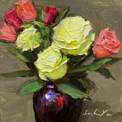 油彩画 Pink Rose 絵画 Sachi Yoshimoto Art 通販 16780943｜Creema