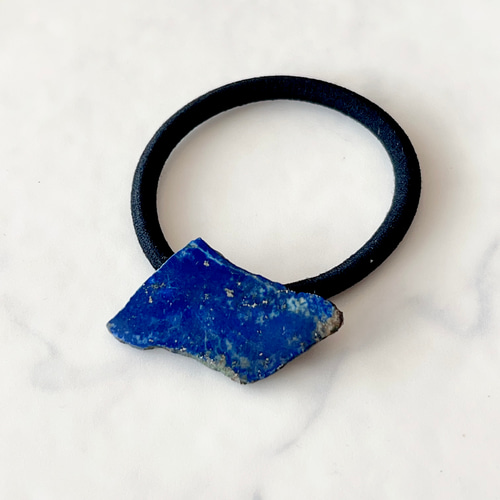 シュシュ ヘアゴム パワーストーン タイガーアイ×ラピスラズリ