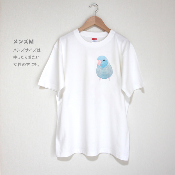 p-jet　マメルリハ ブルーパステル  Tシャツ  /  鳥 インコ 3枚目の画像