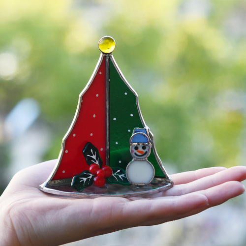 クリスマスツリーと雪だるま 3D素材_クリスマスツリーと雪だるま_透過verのイラスト素材
