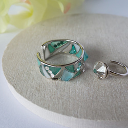 【受注制作】【２Way】 Water ripples（アパタイト）イヤーカフorリング＆クリスタルイヤーカフ（片耳用） 7枚目の画像